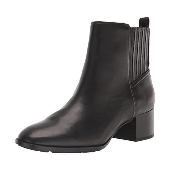 Sam Edelman Kaiti Block Heel Black Leather/Elastic Gore Bootie Sz 8 - Picture 1 of 7